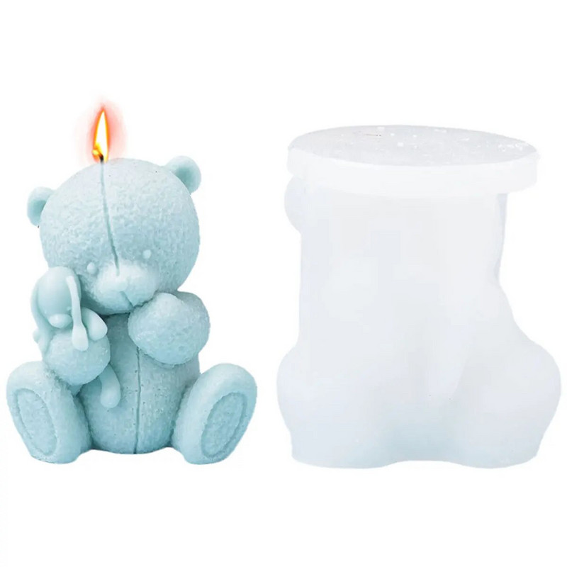 Rajzfilm szőtt medve gyertya szilikon forma barkácsolás állati szappangyanta gipsz baba készítő eszköz csokoládé jégkocka forma torta dekoráció ajándék