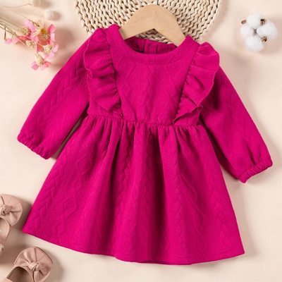 Есенно-зимна рокля за бебета за момичета 0-2 години Рокля на принцеса с дълъг ръкав и волани Детска модна детска ежедневна рокля