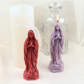 Mergelės Marijos 3D žvakių formelės Uždaryti Rankų Mergelės Žvakių gamybos reikmenys Figūra Skulptūra Gipso Dervos Forma Stalo dekoravimo Dovana