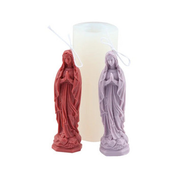 Форма за свещи на Дева Мария 3D Close Hand Virgin Candle Making Консумативи Фигура Скулптура Гипсова смола Форма Декорация на бюро Подарък