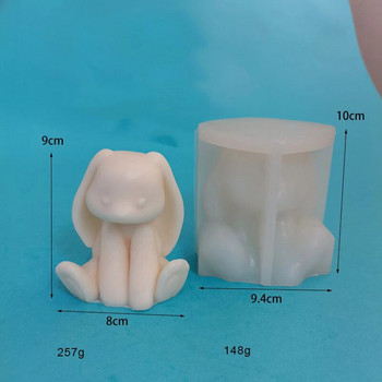 3D сладка заешка свещ Силиконова форма Изработка на великденски подаръци Направи си сам ръчно изработен животински сапун Занаят Гипсова смола Molud Комплект Декорация на дома