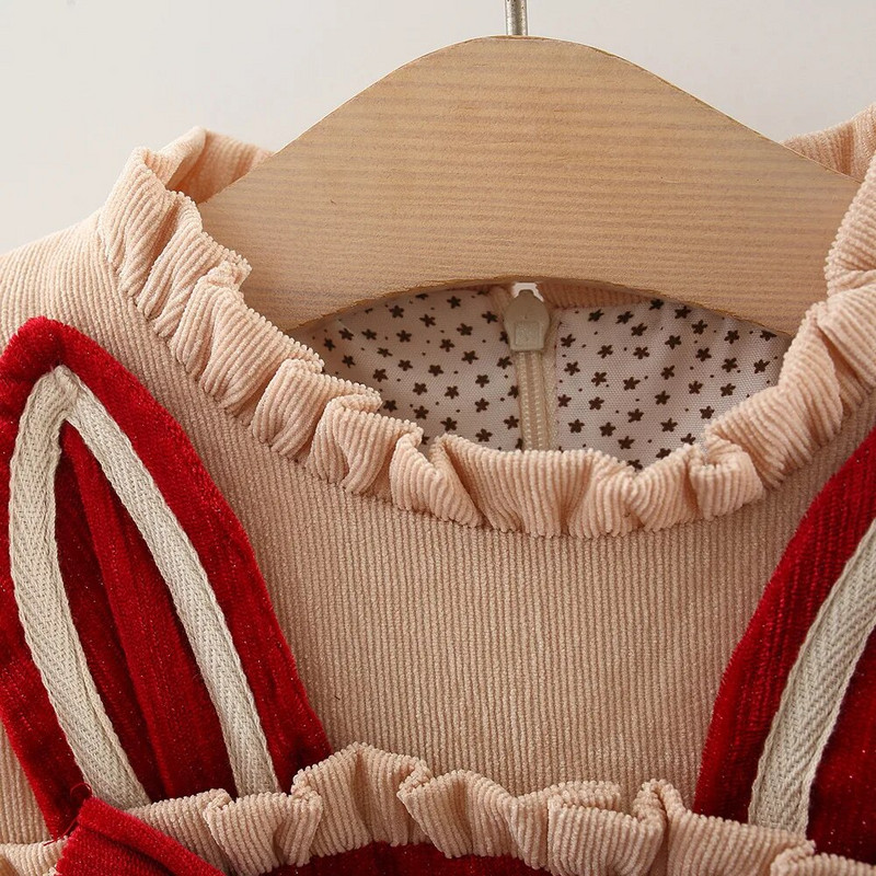 LZH 2022 m. nauja žieminė suknelė mergaitėms, drabužiai mergaitėms, 0–4 m. Sweet Bowknot vaikiška princesė suknelė naujagimiams, drabužiai