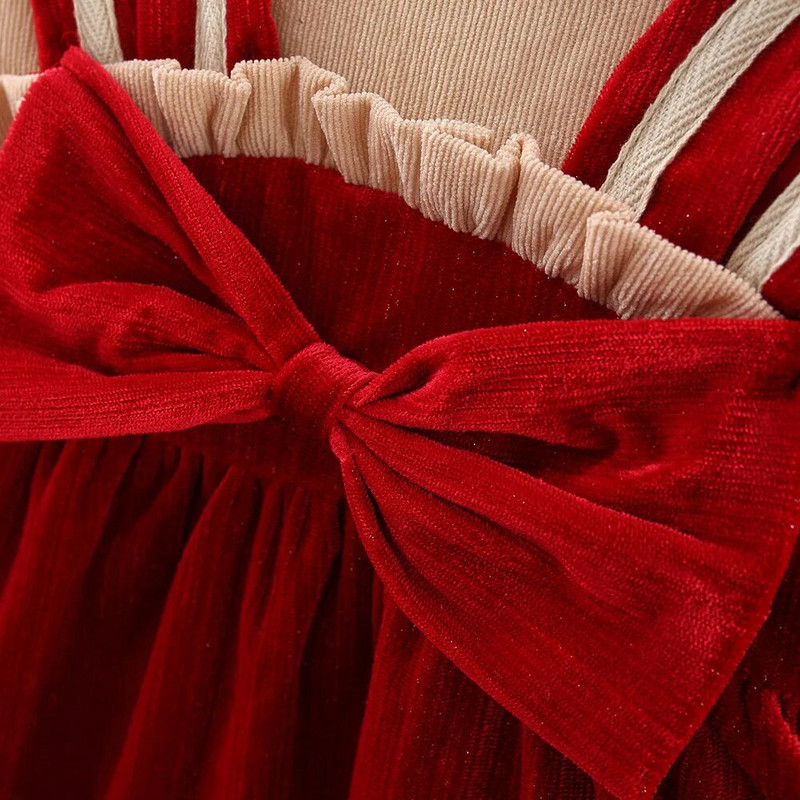 LZH 2022 m. nauja žieminė suknelė mergaitėms, drabužiai mergaitėms, 0–4 m. Sweet Bowknot vaikiška princesė suknelė naujagimiams, drabužiai