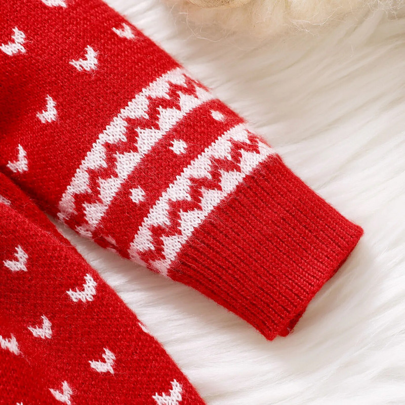 PatPat ziemassvētku meitenei ar visu rakstu sarkana džemperkleita ar garām piedurknēm ar pogu