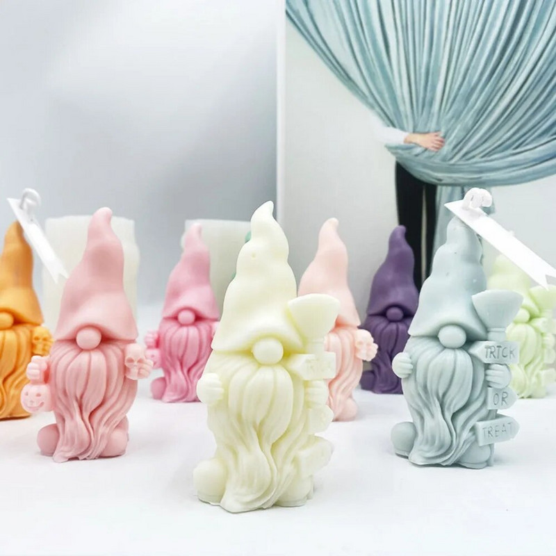 Ķirbju galvaskausa rūķa sveču izgatavošanas rīks Bārdains Ziemassvētku vecītis Ziepju apmetums Silikona veidne Helovīna šokolādes dekors Ziemassvētku dāvana