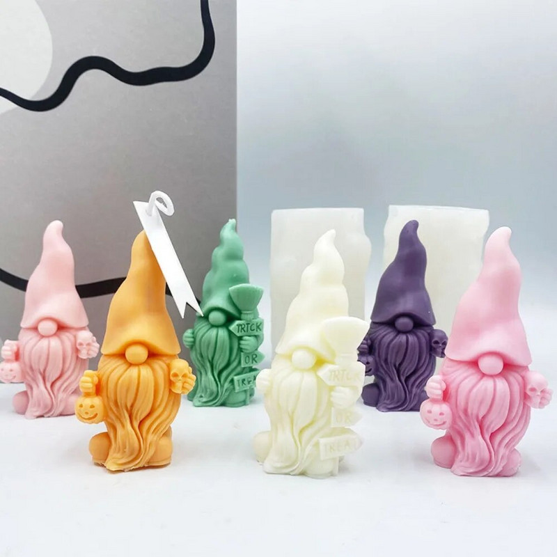 Ķirbju galvaskausa rūķa sveču izgatavošanas rīks Bārdains Ziemassvētku vecītis Ziepju apmetums Silikona veidne Helovīna šokolādes dekors Ziemassvētku dāvana