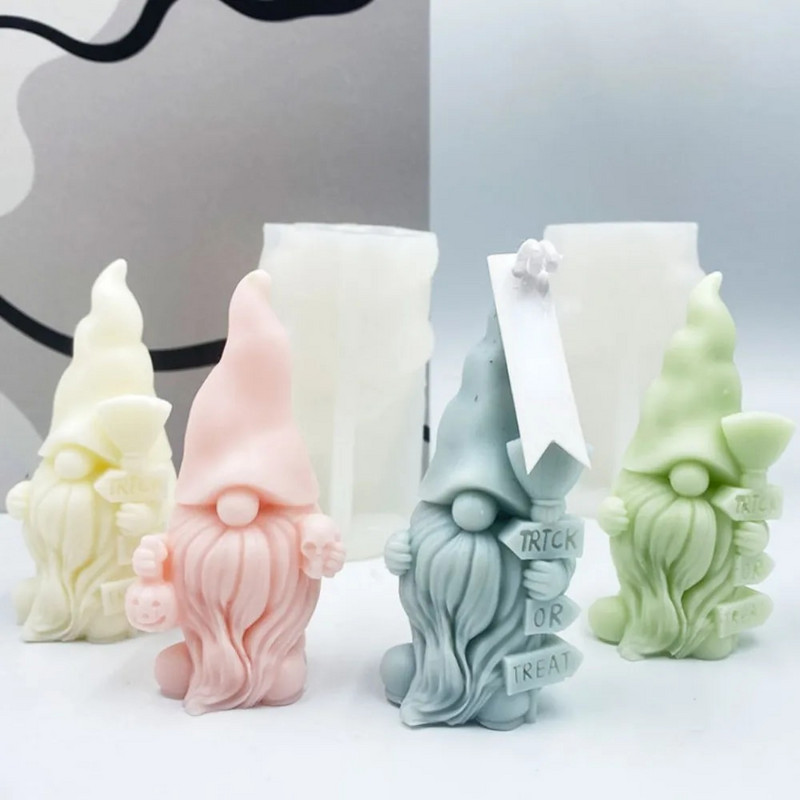 Ķirbju galvaskausa rūķa sveču izgatavošanas rīks Bārdains Ziemassvētku vecītis Ziepju apmetums Silikona veidne Helovīna šokolādes dekors Ziemassvētku dāvana