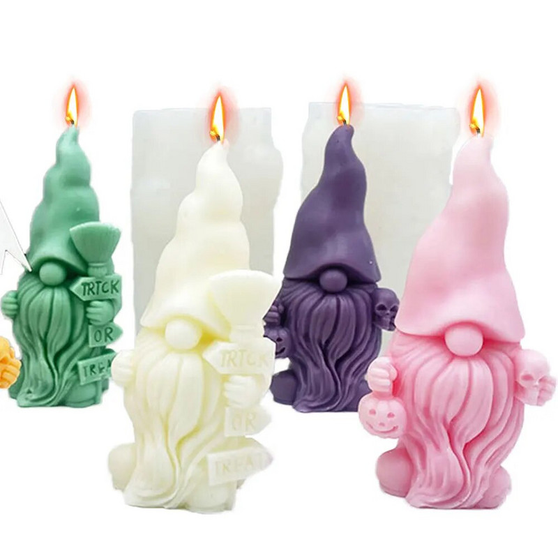 Ķirbju galvaskausa rūķa sveču izgatavošanas rīks Bārdains Ziemassvētku vecītis Ziepju apmetums Silikona veidne Helovīna šokolādes dekors Ziemassvētku dāvana