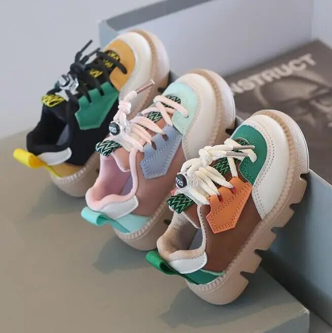 Kurpes zēniem Meiteņu apavi Pu elpojošas bērnu kedas Pretslīdes Teniss Vulkanizēti Bērnu apavi Bērnu Apavi skriešanai