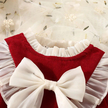 Есенни детски дрехи Рокля с дълъг ръкав за момиченце Модна ежедневна рокля с панделка Рокля за рожден ден за момиченце Излетна рокля