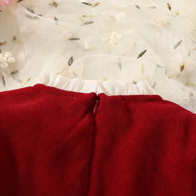 Rudens bērnu apģērbi Meiteņu kleita ar garām piedurknēm Modes ikdienišķa bantīte dzimšanas dienas kleita meitenei izbraukuma kleita