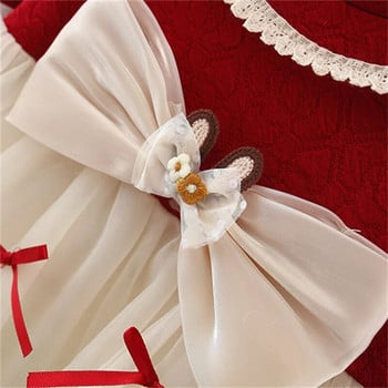 Φθινοπωρινό μωρό κορίτσι με μακρυμάνικο διχτυωτό φόρεμα δαντέλα φιόγκο Χαριτωμένο πάρτι παιδικά ρούχα μόδα Κορεατικό στυλ Παιδική στολή νηπίων 0 έως 3 ετών