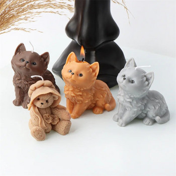 Сладко животно, домашен любимец, силиконова форма за свещи, 3D форма на котка, мече, ароматерапия, гипсов сапун, шоколадов фондан, форма за печене, домашен декор, подаръци