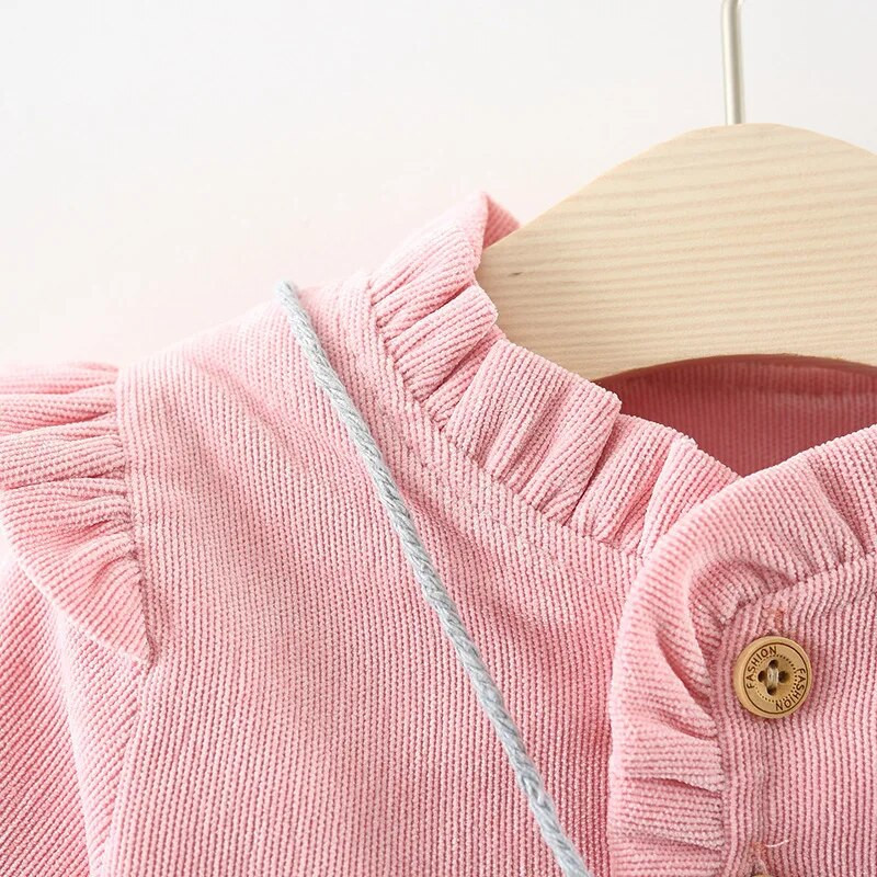 2GB Mazuļu apģērbi Rudens un Ziemas velveta kleita Salda un jauka princeses kleita Bieza silta kleita Bērnu kleita ar somiņu