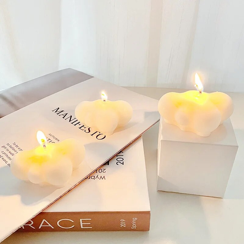 Debesu kvepianti žvakė, klijai, derva, pelėsių pyragas, kepimas, gipso silikono formos, „pasidaryk pats“ muilo žvakių formavimo formoms Žvakių gamybos reikmenys