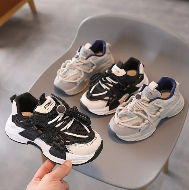 Нов размер 21-36 Бебешки спортни обувки за момчета Момичета Дишащи мрежести маратонки за деца Неплъзгащи се детски ежедневни обувки Тенис Детски ботуши