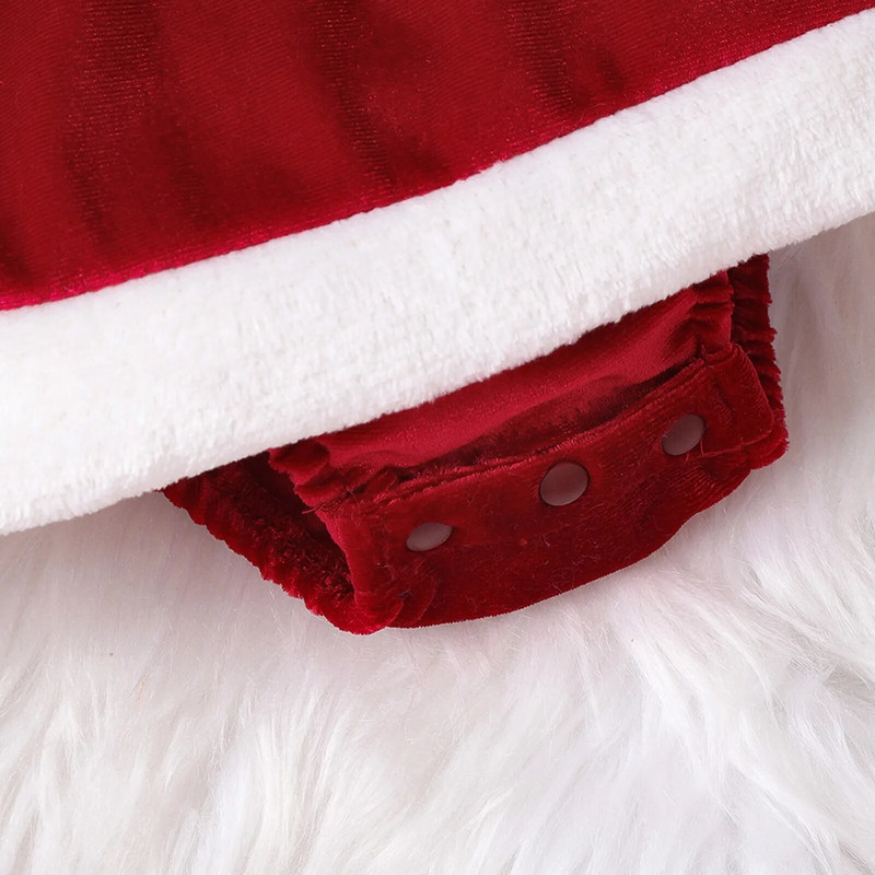 Karácsonyi totyogó baba lányok bársony szőrme szegélyes ruha+sapka szett Karácsonyi jelmezek hercegnő szép újévi kombik ruhák 2db
