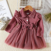 3-24 M modes kleita zīdaiņiem vienkrāsaina ikdienišķa sieta kleita jauks stils ceļojumu brīvdienu ballītei