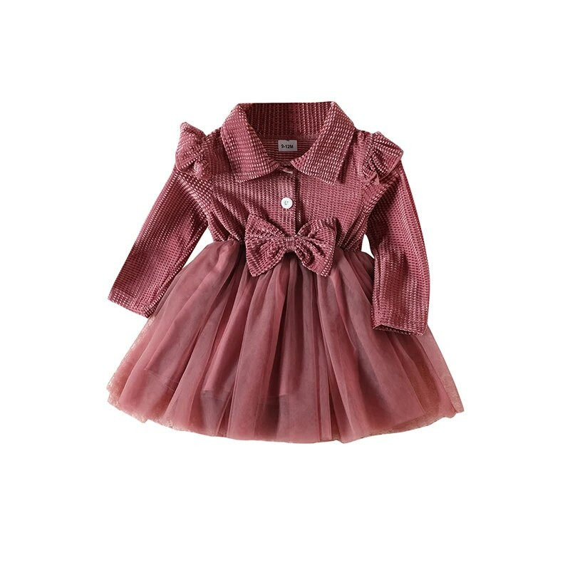 3-24 M modes kleita zīdaiņiem vienkrāsaina ikdienišķa sieta kleita jauks stils ceļojumu brīvdienu ballītei