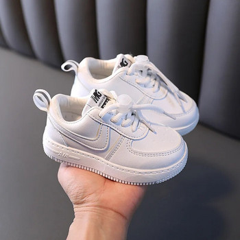 2024 Παιδικά Αθλητικά Παπούτσια Νέα Παιδικά Αθλητικά Παπούτσια για Κορίτσια και Αγόρια Casual Παπούτσια Breathable Pu Child Flats Unisex Λευκά παπούτσια