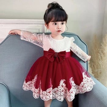 PLBBFZ Φόρεμα μακρυμάνικο παπιγιόν Νεογέννητο 1 έτος Βάπτιση Γενέθλια Βραδινό Βρεφικά Παιδικά Φορέματα Πάρτυ Γάμος Παιδικά Ρούχα