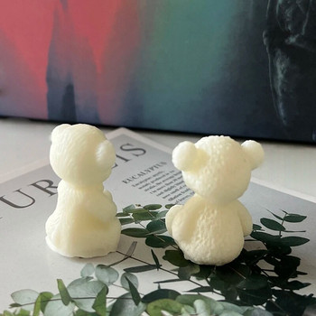 Cute Bear Candle Mold Silicone Mold Decoration 3D Scented Candle Molds Durable Handcraft Crystal Epoxy Soap Candle Making Caldle