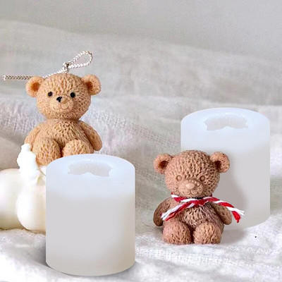 Cute Bear Candle Mold Silicone Mold Decoration 3D Scented Candle Molds Durable Handcraft Crystal Epoxy Soap Candle Making Caldle