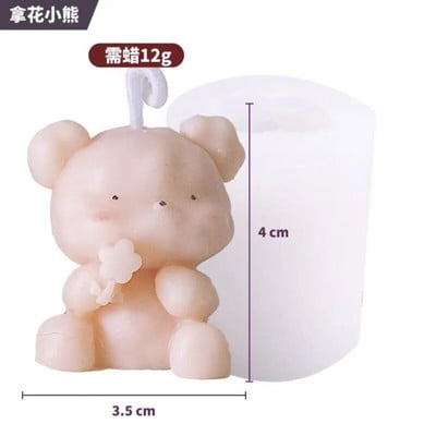 Armas karu küünla silikoonvorm DIY dekoratsioon 3D lõhnastatud küünlavormid Vastupidav käsitööna valmistatud kristallist epoksiidseebist küünla valmistamise vorm