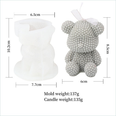 Beading Bear silikona veidne svecēm 3d veidnēm Ledus ģipša izstrādājumi Cementa podi Sveķu ziepju formas sveču izgatavošanai Mājas piederumi