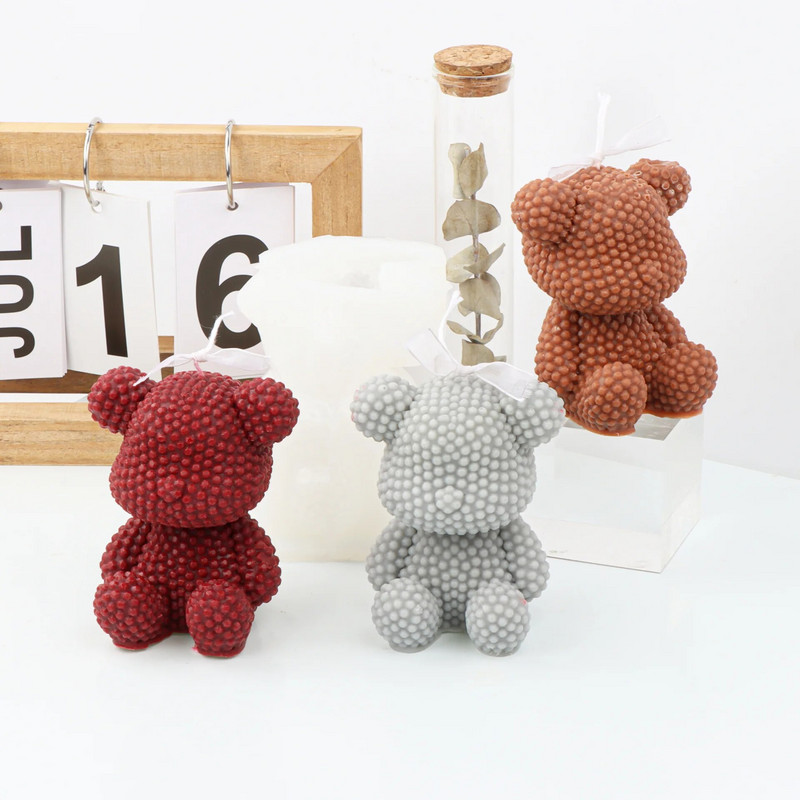 Beading Bear silikona veidne svecēm 3d veidnēm Ledus ģipša izstrādājumi Cementa podi Sveķu ziepju formas sveču izgatavošanai Mājas piederumi