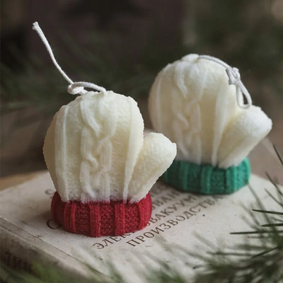 Karácsonyi kesztyű kalap forma gyertya szilikon forma barkácsolás kézzel készített formák aromaterápiás gyertya gipsz szappan forma dekoratív ajándék