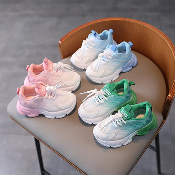 Малки бебешки градиентни цветни детски спортни обувки Меки мрежести дишащи обувки Момчета Момичета Обувки Модни маратонки