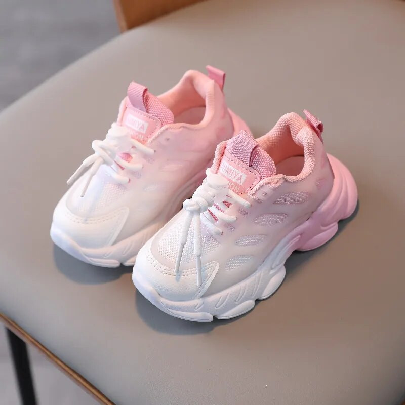 Toddler Baby Gradient Color Bērnu sporta apavi Mīksts skriešanas tīkls Elpojoši apavi zēniem meitenēm Apavi Modes kedas