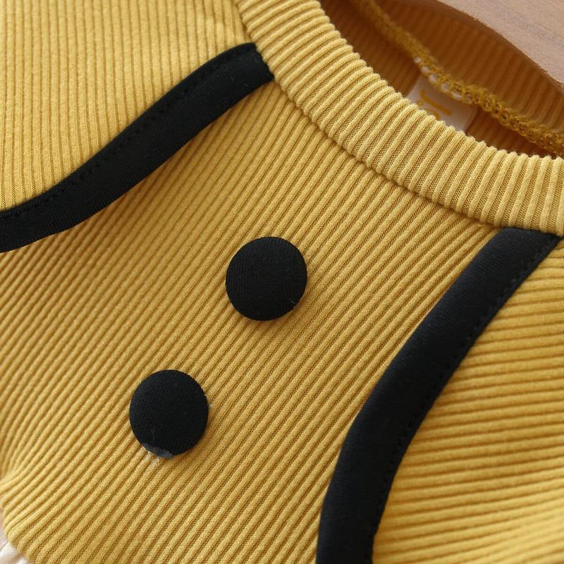 Rudens un ziemas jauna meiteņu kleita ar garām piedurknēm Bērnu maza apaļa kakla kleita ar ziedu 3D dekoratīvu splice princeses kleitu