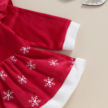 Χαριτωμένα βελούδινα ζεστά βρεφικά χριστουγεννιάτικα ρούχα μακρυμάνικα φόρεμα χιονιού συνονθύλευμα με καπέλο χειμερινά βρεφικά ρούχα