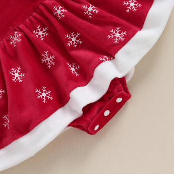 Χαριτωμένα βελούδινα ζεστά βρεφικά χριστουγεννιάτικα ρούχα μακρυμάνικα φόρεμα χιονιού συνονθύλευμα με καπέλο χειμερινά βρεφικά ρούχα
