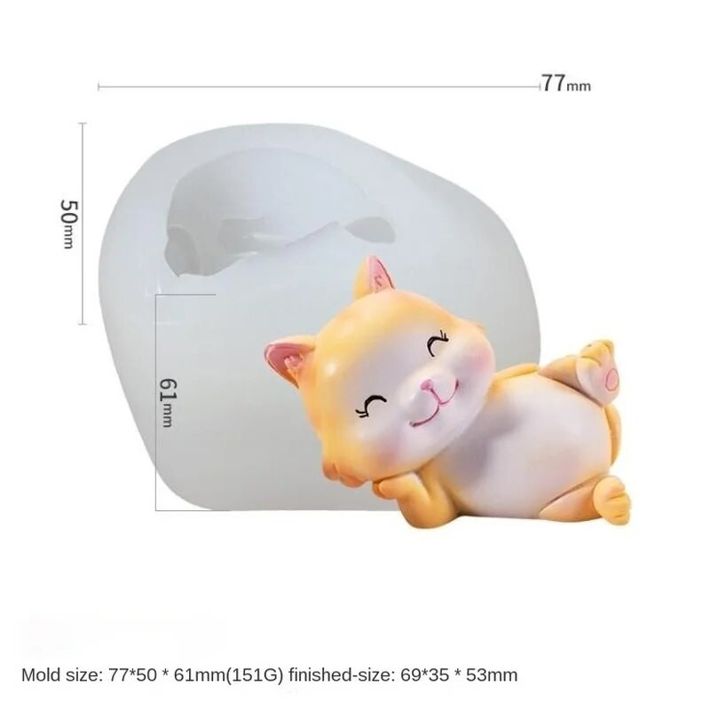 3D mosolygó macska szilikon gyertyaforma barkácsolás Rajzfilm macska gipsz kézműves gyanta szappankészítő készlet kézzel készített csokoládé jég tortaeszközök