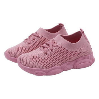 2023 Детски мрежести дишащи маратонки Детски плетени чорапи Обувки Унисекс Момчета Момичета Ежедневни спортни обувки Бели, черни, розови, сиви