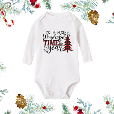 Mans pirmais Ziemassvētkos jaundzimušais mazulis, balts, garām piedurknēm, multfilma Sniegavīra drukas tērps Zīdaiņu kristību bodijs, apģērbs, Ziemassvētku dāvana