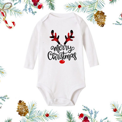 Mans pirmais Ziemassvētkos jaundzimušais mazulis, balts, garām piedurknēm, multfilma Sniegavīra drukas tērps Zīdaiņu kristību bodijs, apģērbs, Ziemassvētku dāvana