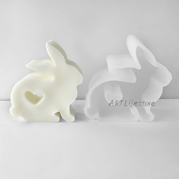 3D Love Rabbit Силиконова форма Направи си сам животинска ароматерапевтична свещ Инструмент за производство на гипсов сапун Декорация на дома Занаяти Смола Molud