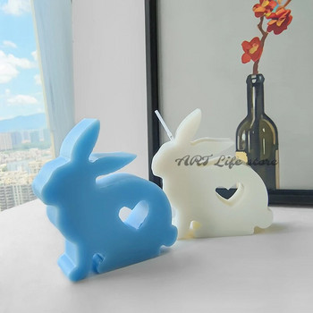 3D Love Rabbit Силиконова форма Направи си сам животинска ароматерапевтична свещ Инструмент за производство на гипсов сапун Декорация на дома Занаяти Смола Molud