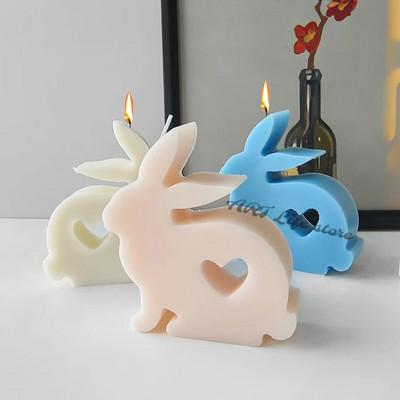3D Love Rabbit Mold Silicone Mould DIY Animal Aromatherapy Candle Gypsum Production Soap Mould Home Decoration Crafts Resin Molud