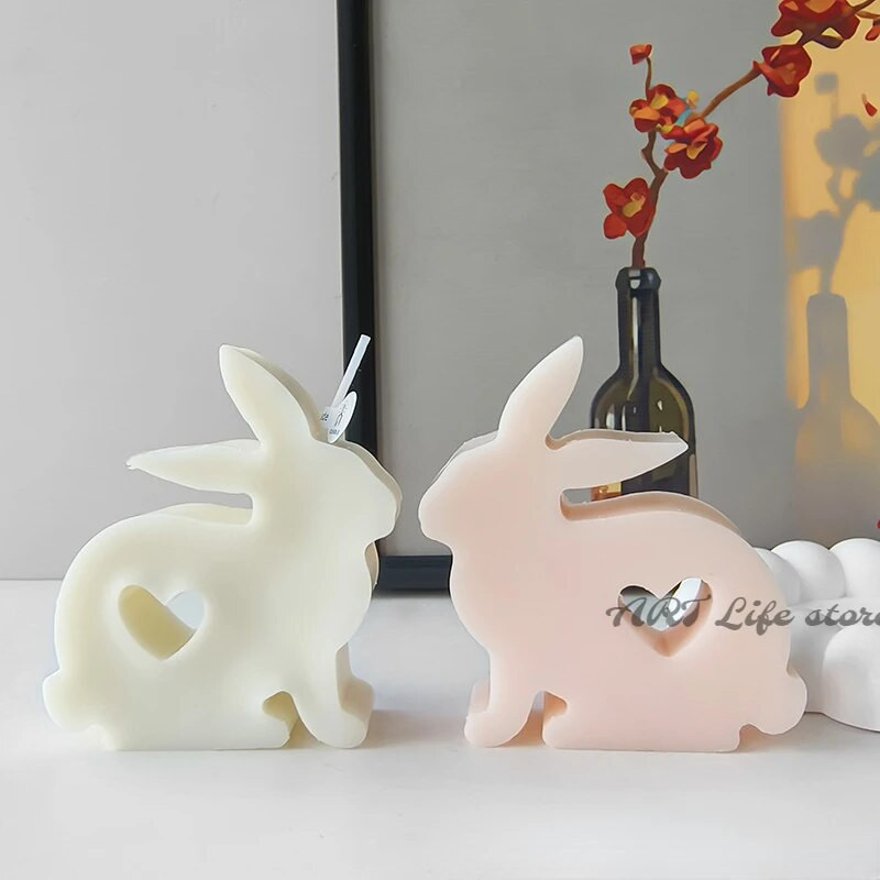 3D Love Rabbit silikona veidne DIY dzīvnieku aromterapijas sveces ģipša ziepju ražošanas rīks mājas dekorēšanai amatniecībai sveķu veidne