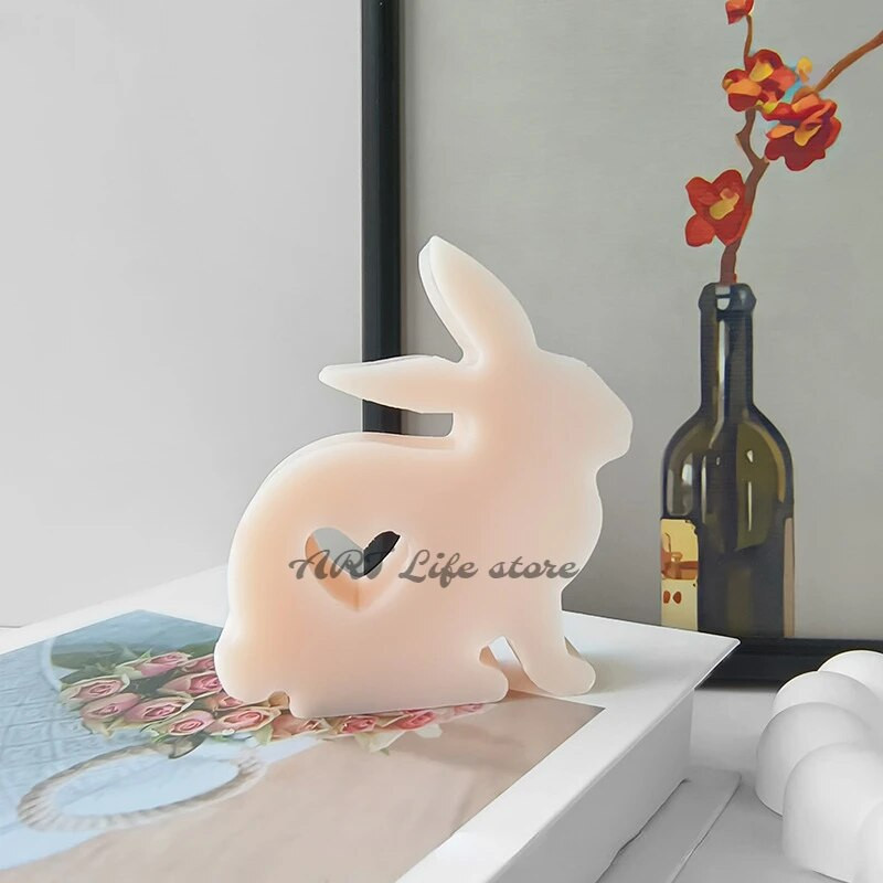 3D Love Rabbit silikona veidne DIY dzīvnieku aromterapijas sveces ģipša ziepju ražošanas rīks mājas dekorēšanai amatniecībai sveķu veidne