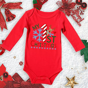 My First Christmas New Born Baby Bodysuits Clothes Ropa Toddler Girl Red Long Short Romper Гащеризон Коледни подаръци