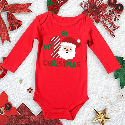 My First Christmas New Born Baby Bodysuits Clothes Ropa Toddler Girl Red Long Short Romper Гащеризон Коледни подаръци