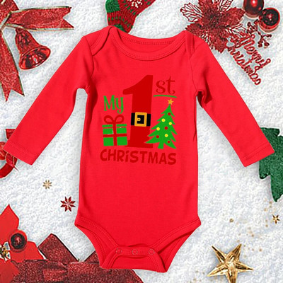 My First Christmas New Born Baby Bodysuits Clothes Ropa Toddler Girl Red Long Short Romper Гащеризон Коледни подаръци