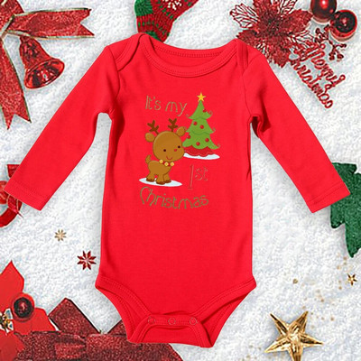 My First Christmas New Born Baby Bodysuits Clothes Ropa Toddler Girl Red Long Short Romper Гащеризон Коледни подаръци