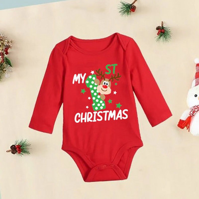 My First Christmas New Born Baby Bodysuits Clothes Ropa Toddler Girl Red Long Short Romper Гащеризон Коледни подаръци